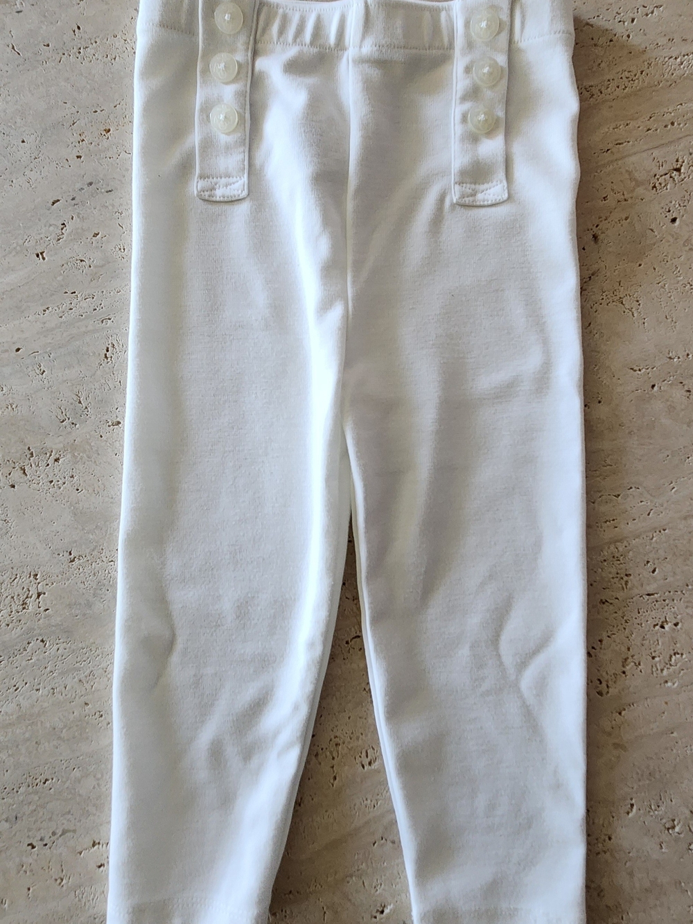 Ralph Lauren White Button-Detail Kids Leggings